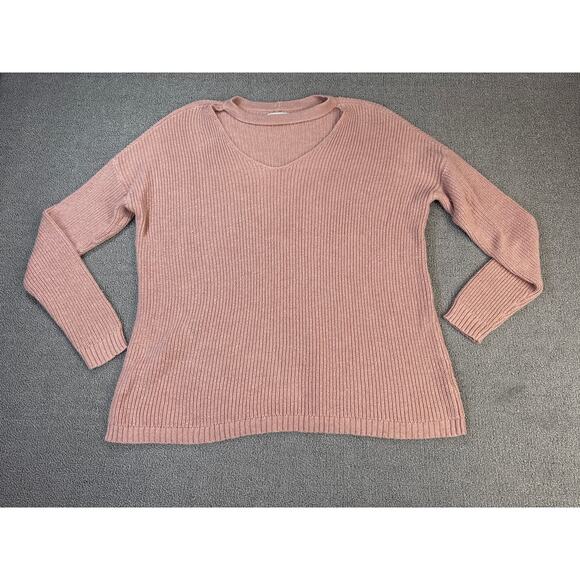 American Eagle Sweater Choker V Neck Ribbed Pink Size Medium - Picture 1 of 7